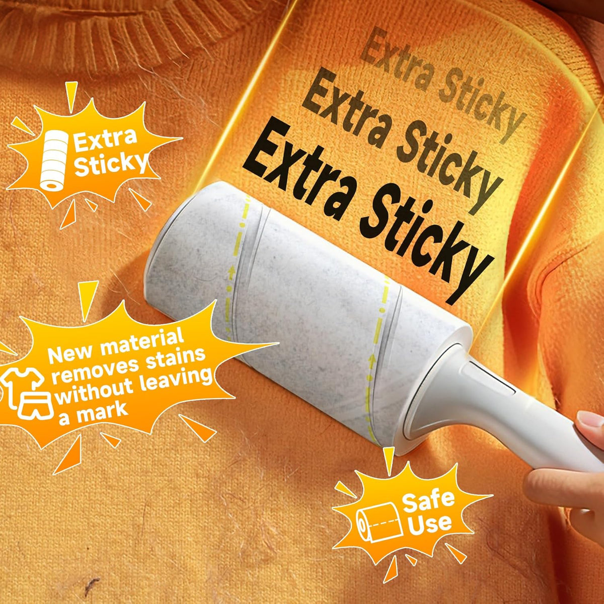 Extra Sticky Lint Roller for Pet Hair, 800 Sheets, 4 Handles