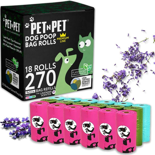 Poop Bags for Dogs, 270 Count, Lavender Scented, Multi-Color