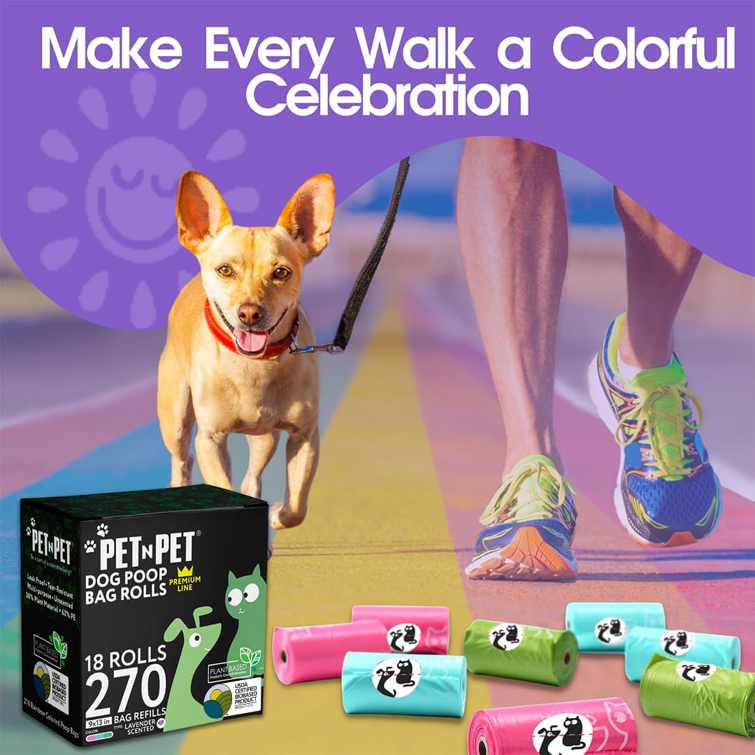 Poop Bags for Dogs, 270 Count, Lavender Scented, Multi-Color