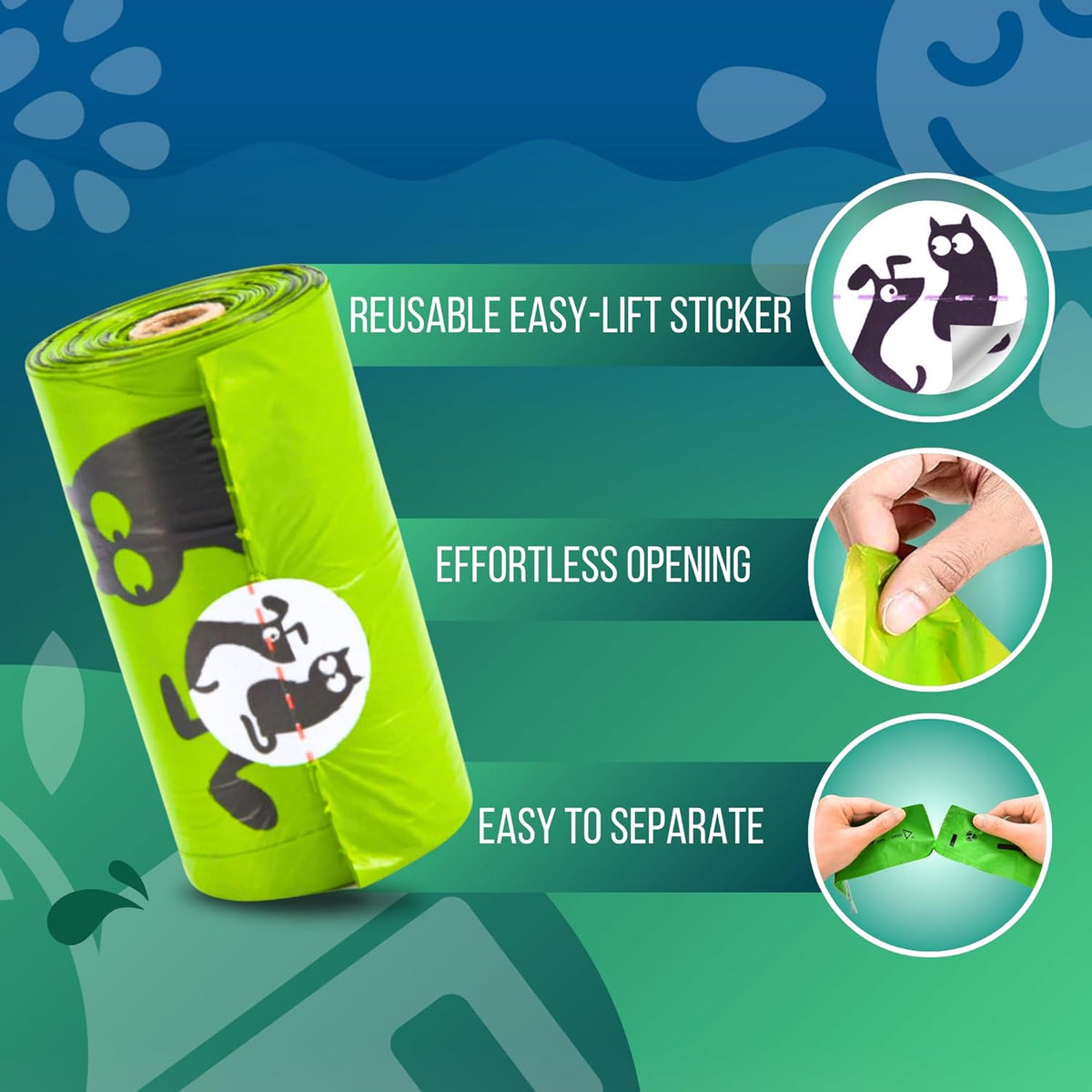 Dog Poop Bags Rolls, 720 Count, Unscented, with Dispenser Thick