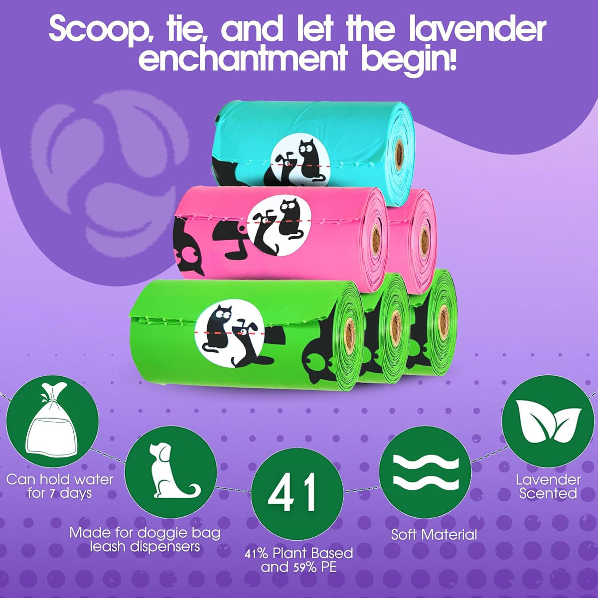 Poop Bags for Dogs, 270 Count, Lavender Scented, Multi-Color