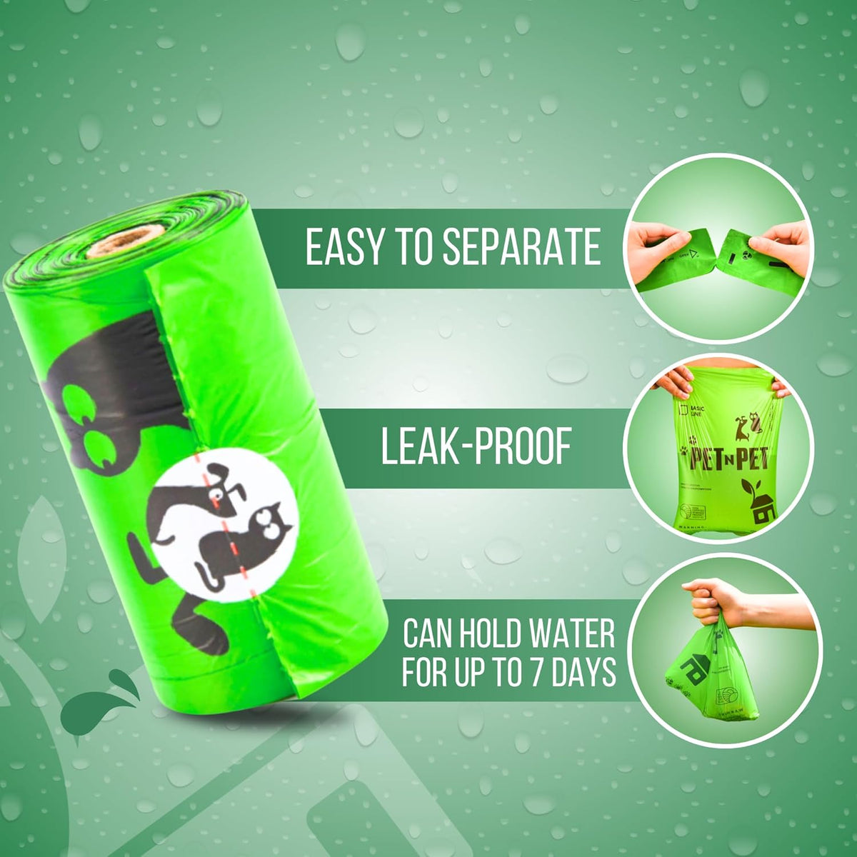 Dog Poop Bags Rolls, 540 Count, Plant Based, Unscented, Green