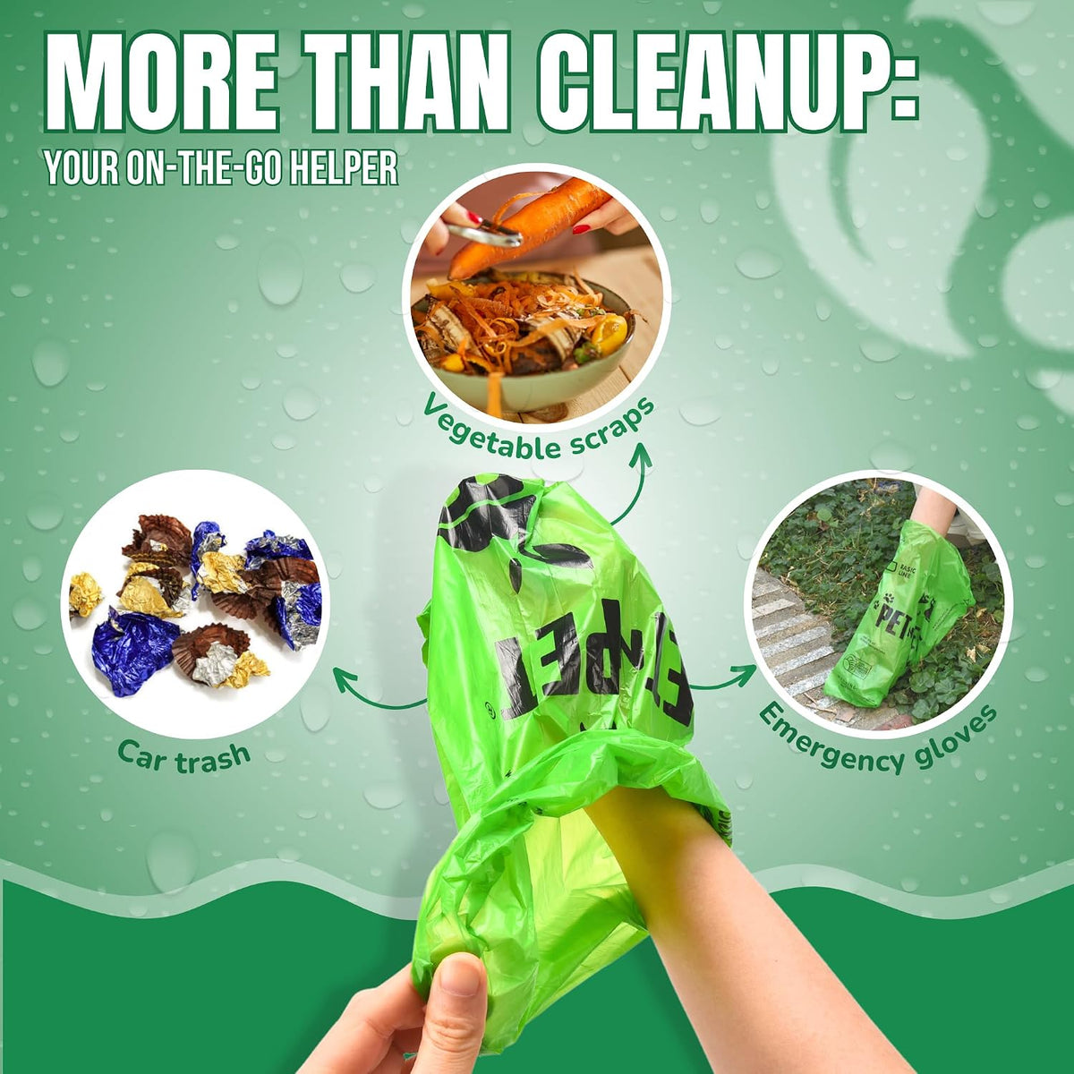 Dog Poop Bags Rolls, 540 Count, Plant Based, Unscented, Green