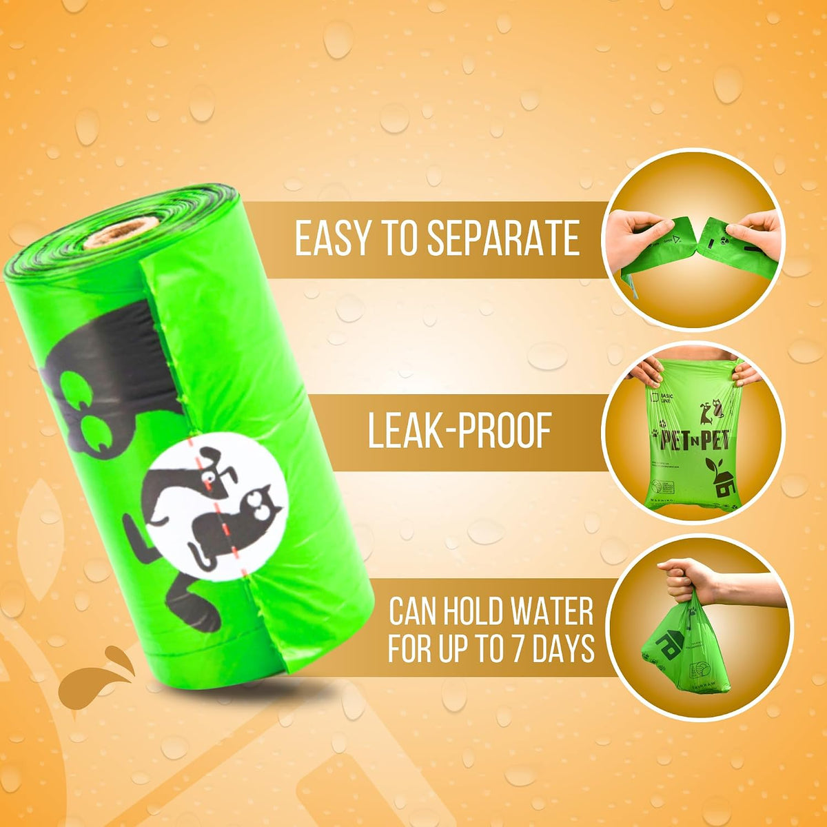 Dog Poop Bags Rolls, 270 Count, Plant Based, Unscented, Green